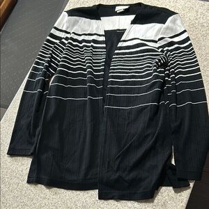 Alfred Dunner size 12 sweater with built in shirt black and white stripes